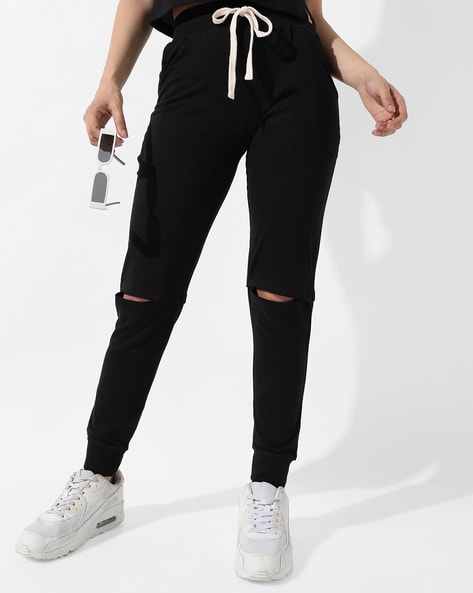 Buy Women Knee Slit Leggings - Black - Trends Online India - FabAlley