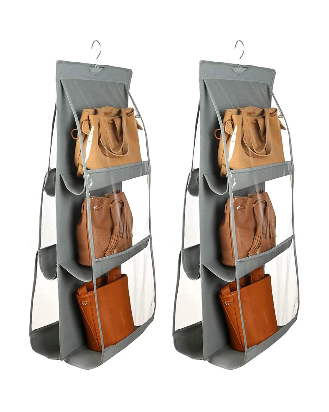 Purse Handbag Organizer 6 Pocket Foldable Large Clear Anti Dust Hanging Storage  Bag Organizer with Hook