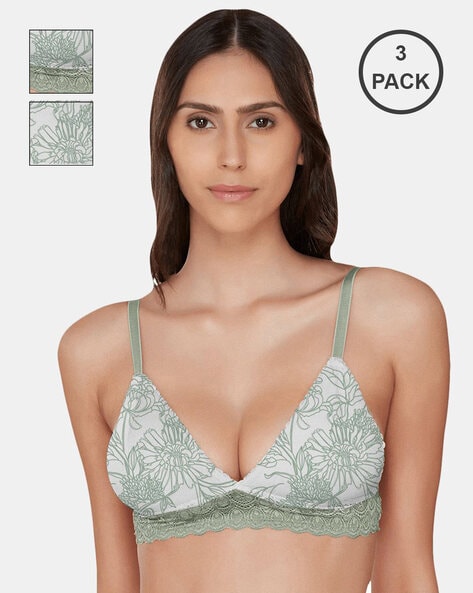 Buy Green & White Bras for Women by Inner Sense Online