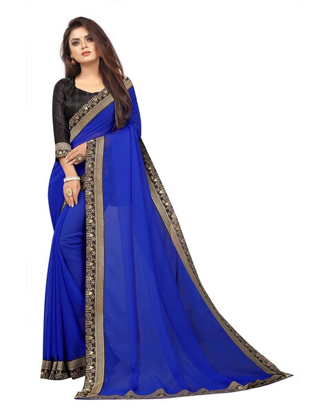 Frontier Raas Teal Ombre Plain Georgette Saree (Size L) in Delhi at best  price by Frontier Raas - Justdial