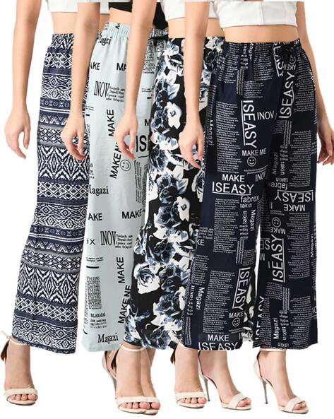 Buy Ethnic Girls Free Size Rayon Palazzo Pants Combo(3 Palazzos-Black,  White, Magenta) Online at Best Prices in India - JioMart.