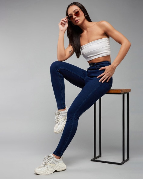 Buy Navy Blue Jeans & Jeggings for Women by Dolce Crudo Online