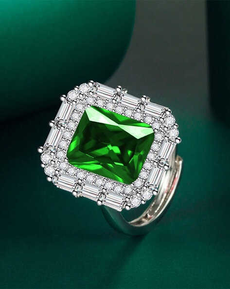 Moissanite Engagement Ring | Pear Cut Green Moissanite Diamond Ring