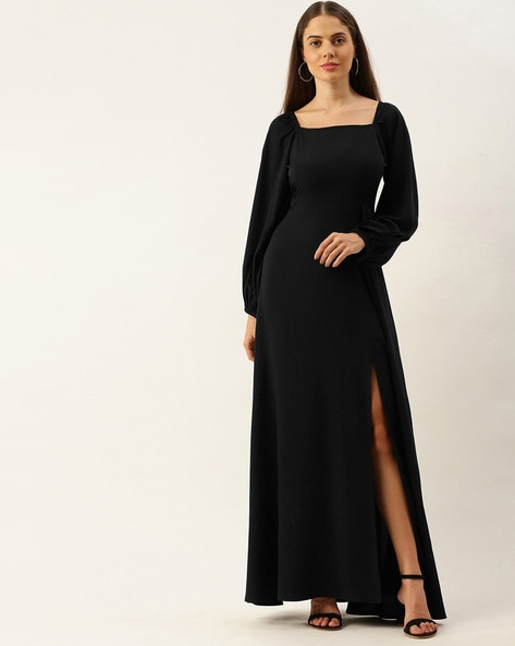 Buy HOLLOW BLACK MAXI BODYCON DRESS for Women Online in India