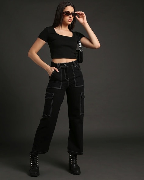 Women's Boxy Crop Top Round Neck … curated on LTK