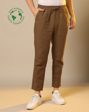 Buy celio Brown Slim Fit Linen Trousers for Men Online  Tata CLiQ