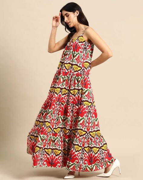 Buy MABISH By Sonal Jain Ethnic Motifs Printed Gathered Detail Wrap Midi  Dress - Dresses for Women 23893706