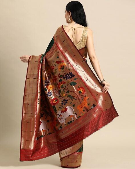 Pichwai Kalamkari Tussar Saree