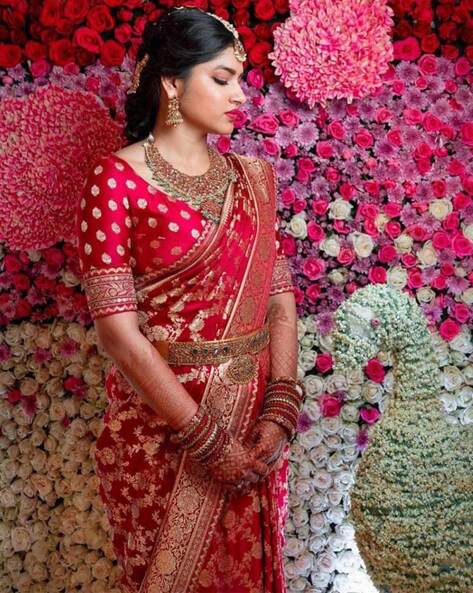 Where To Get The Quintessential Red Banarasi Bridal Saree | WedMeGood