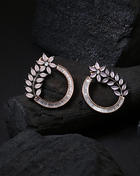 Buy Shiny Gold Hoop Earrings, CZ Gold Hoops, Baguette White Stone Earrings,  Micro Pave Hoop Earrings, Gold Plated Earrings MBGSLM631 Online in India -  Etsy