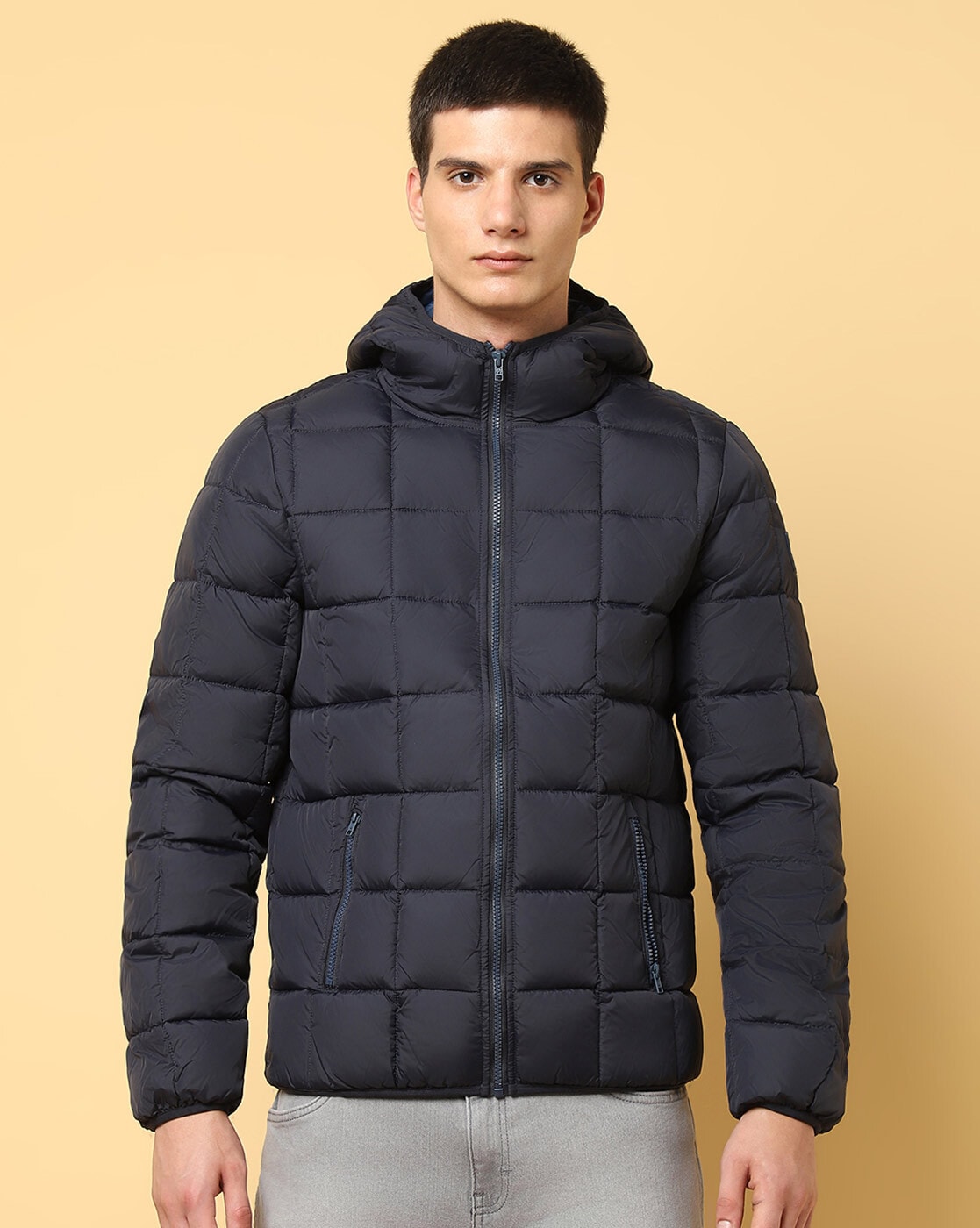 Men's 100% Recycled Puffer Jacket in Navy | Savile Row Co