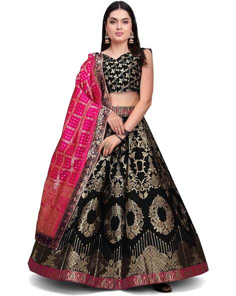 Beautiful Pink Georgette Sequence Work Lehenga Choli