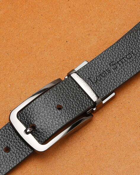 LOUIS STITCH Men Textured Genuine Leather Wide Reversible Belt For Men (Grey, 28)