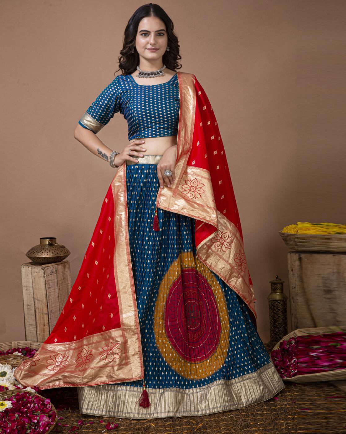 Discover more than 82 red lehenga with blue dupatta super hot - POPPY