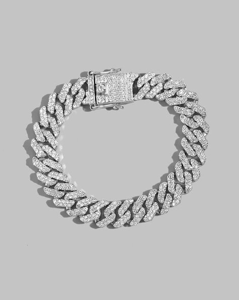 Stone-Studded Link Chain Bracelet