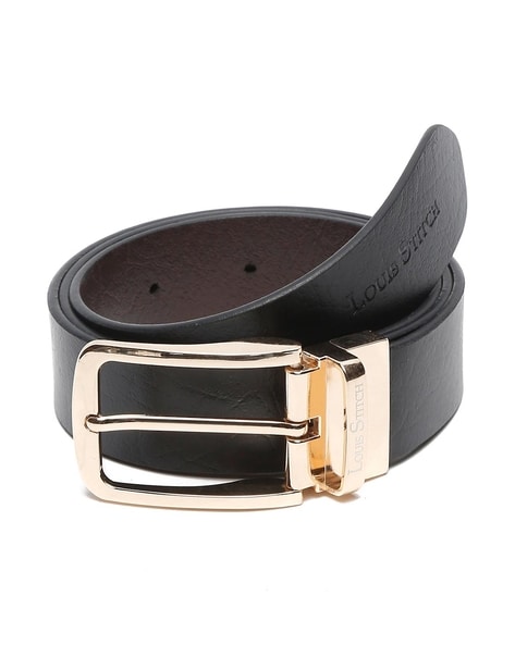 LOUIS STITCH Men Genuine Leather Reversible Belt For Men (Black, 34)