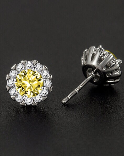 Yellow Gold 3 Stone Earrings • Brooks Diamonds