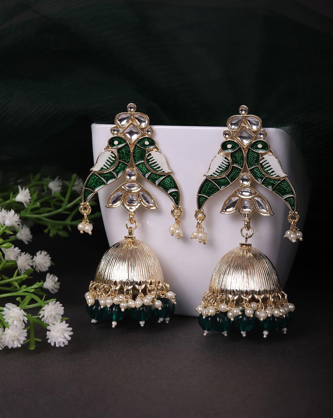 Gold oxidised jhumka on sale earrings