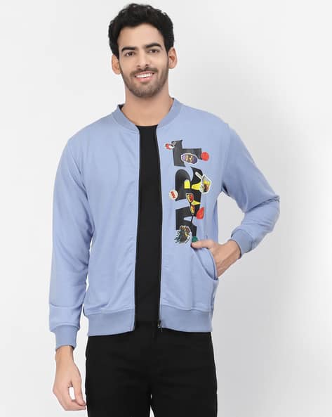Graphic Print Zip-Front Bomber Jacket