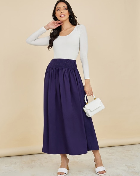 Buy Blue Cotton Plain Cargo Long Skirt For Women by Mati Online at Aza  Fashions.