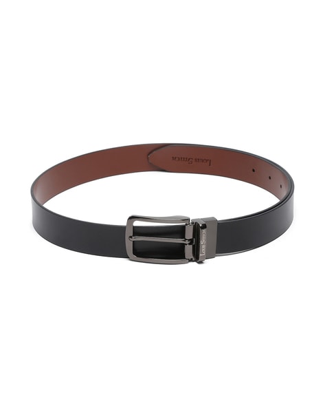 LOUIS STITCH Reversible Belt with Embossed Logo For Men (Charcoal, 36)