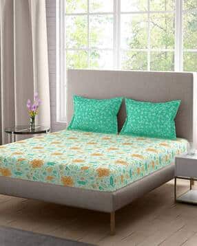 portico 128 TC Multicolour Double Cotton Bedsheet with Pillow Covers-picture-20