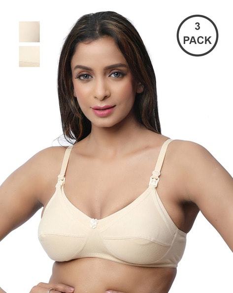 MAMA 2-pack padded non-wired nursing bras - Beige/White - Ladies