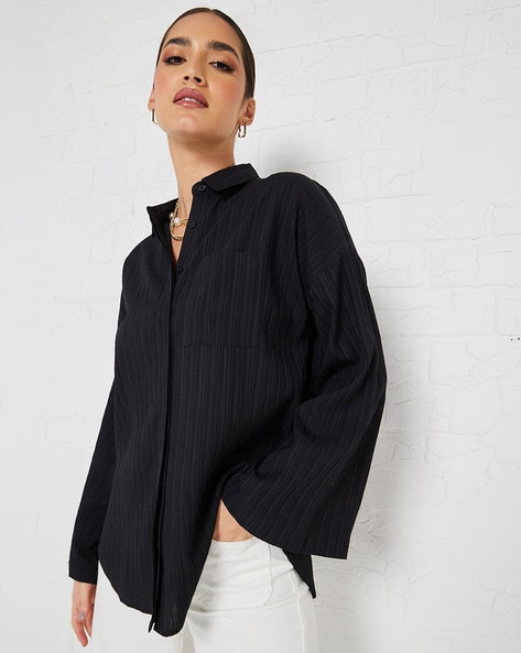 Black longline shop shirt womens