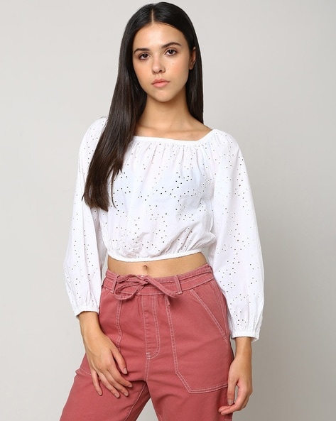 Plain white off the shoulder clearance top