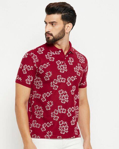 Floral Print Slim Fit Polo T-Shirt
