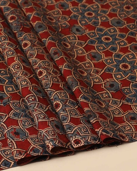 Ajrakh Mashru Silk Natural Dye Hand Block Print Stole – ETHNICS OF KUTCH