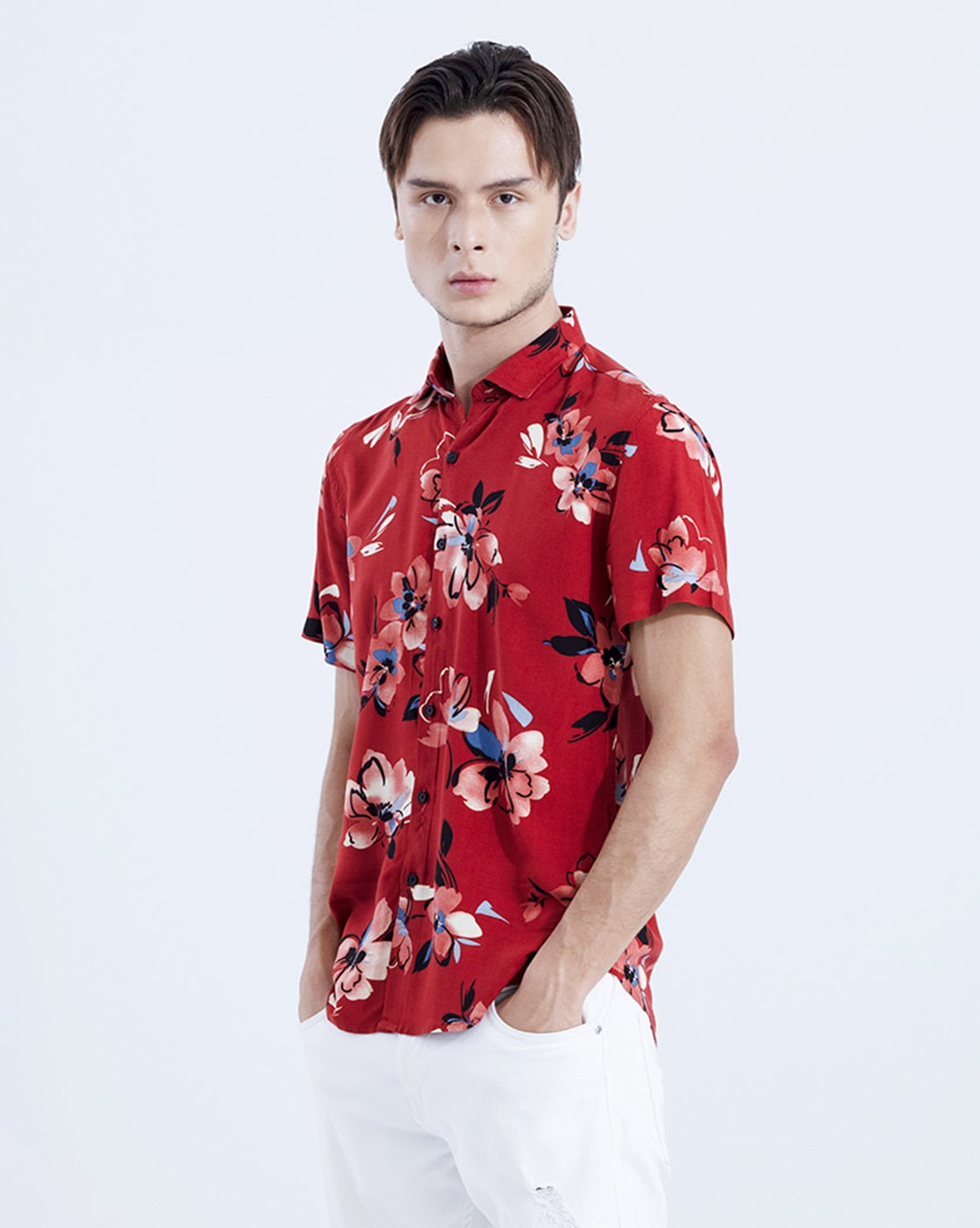 Red deals floral shirt