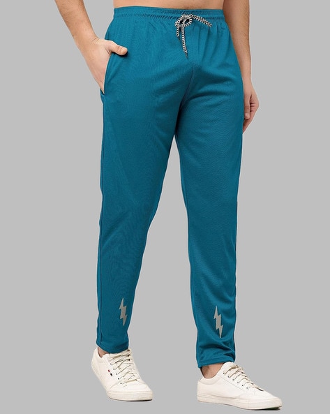 Men Straight Track Pants with Brand Print