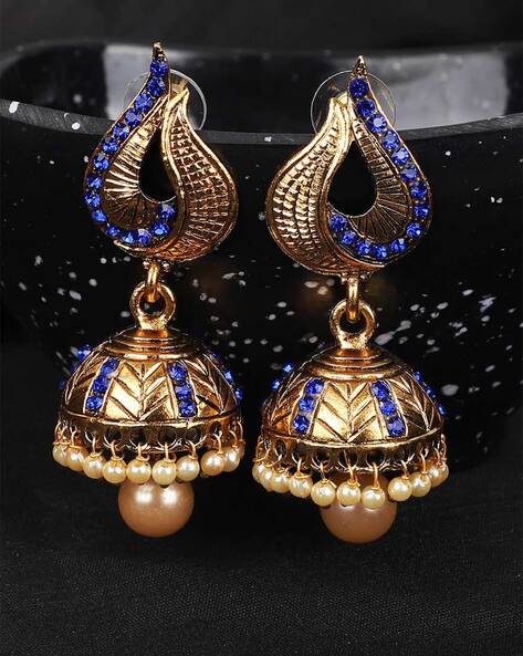 Crunchy Fashion Bollywood Style Traditional Indian Oxidised Silver Jewelry Jhumki  Jhumka Earrings for Women/Girls (Gold-MultiColor) - Walmart.com