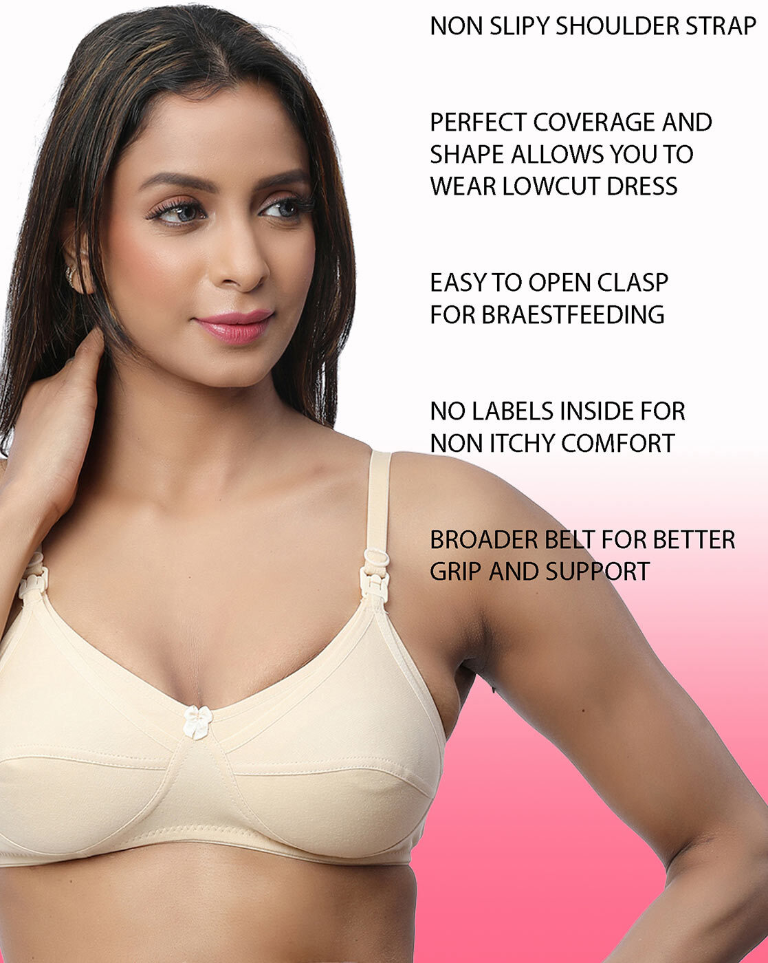 CEE 18 Cotton Padded and Non-Wired Maternity Nursing Feeding Bra for Women, Post Pregnancy Comfortable Breast Feeding Bra for Mom
