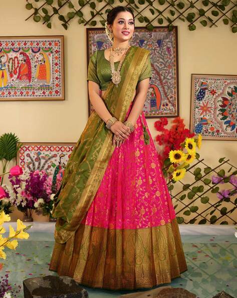 40 Elegant Half Saree Lehenga Designs For The South Indian Brides! | Half  saree lehenga, Saree designs, Half saree designs