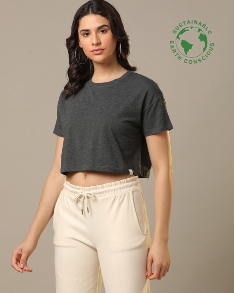 Crew Neck Crop T Shirt