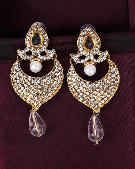 Crystalyna Swarovski Crystal Indian Jhumka Yellow Pure Gold Plated Drop  Hangings Earrings 1900148 at Rs 3490/piece | New Items in Nagpur | ID:  23309677255