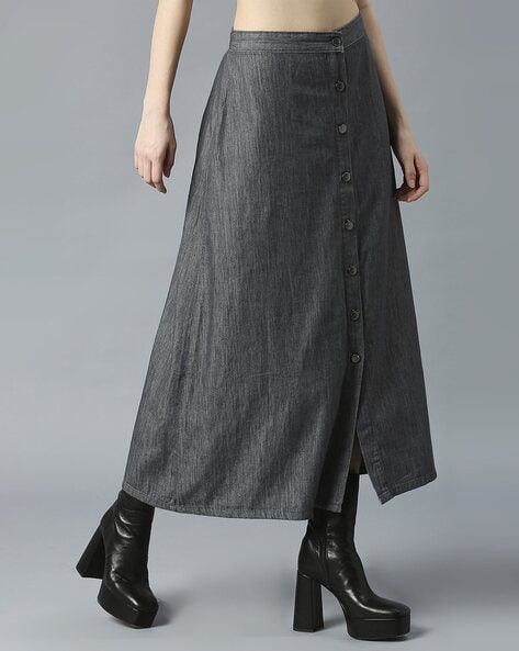 Button-Down A-Line Skirt