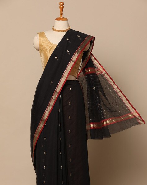 Buy online Black Chanderi Saree With Blouse from ethnic wear for Women by  Jashn for ₹3039 at 37% off | 2024 Limeroad.com