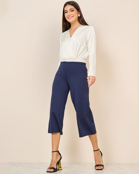 Buy Blue Trousers & Pants for Women by Styli Online