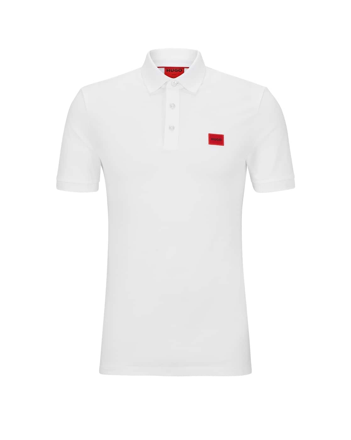 Buy HUGO Cotton Pique Logo Label Slim Fit Polo T-Shirt White