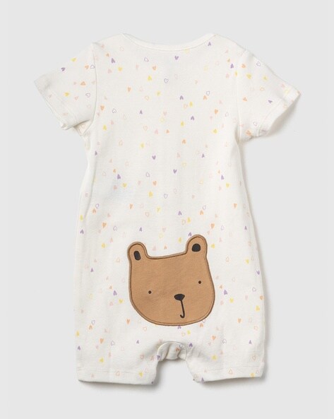 teddy bear embroidered romper
