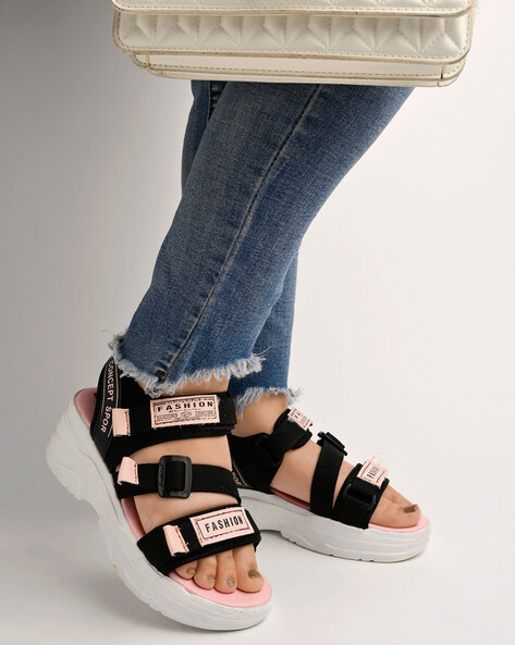 Platform open best sale toe velcro sandals