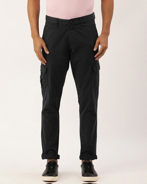 Flat-Front Mid-Rise Cargo Pants