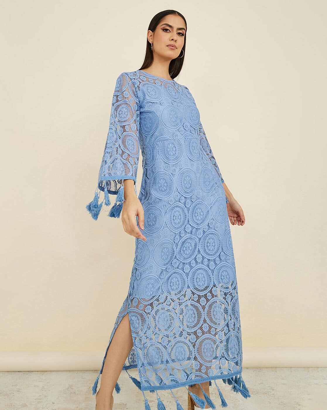 Ganni Blue Lace Dress Midi Dress Ganni Jerome Lace Dress Buy Blue