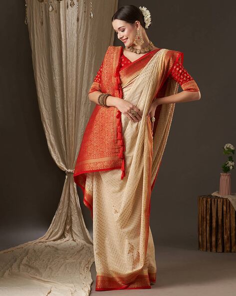 Buy Off White Sarees for Women by Saree mall Online