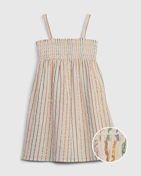 Shiny Lurex Striped A-Line Dress