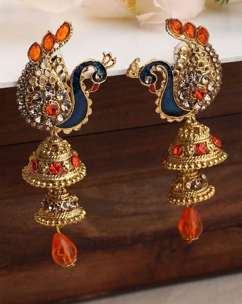 Designer Premium quality Peacock gold plated earrings M464 – Urshi  Collections