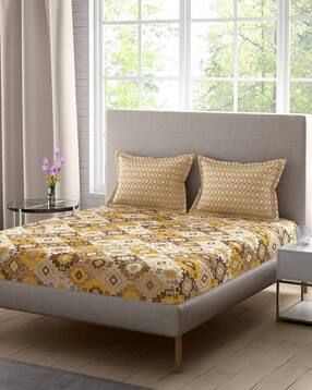 portico 144 TC Multicolor Double Size Cotton Bedsheet with Pillow Covers-picture-18